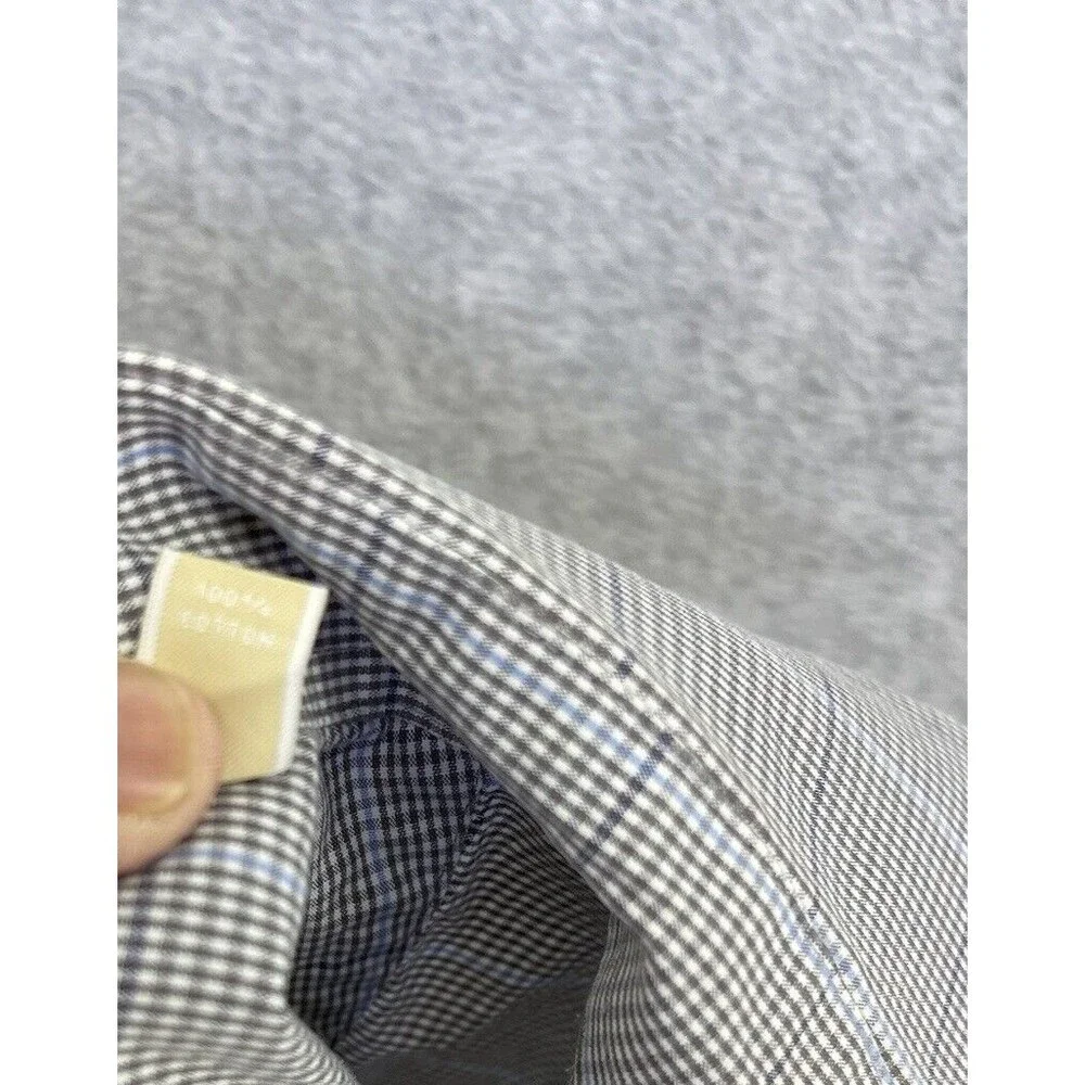 Michael Kors Men's Button Down Shirt Long Sleeve Size 16 1/2 Micro Check Cotton - Picture 3 of 12